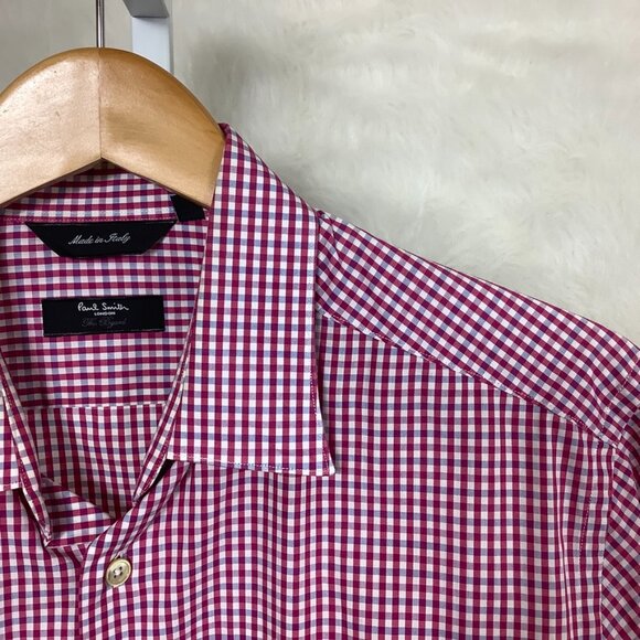 Paul Smith Red, Blue & White Check The Byard Button Front Shirt 16 1/2 42 - Picture 2 of 6